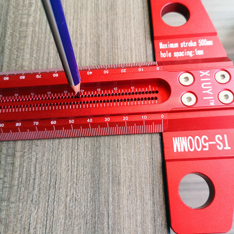 Carpintaria scribe 300-600mm t-type régua scribing régua linha de liga de alumínio desenho marcação calibre diy ferramentas de medição