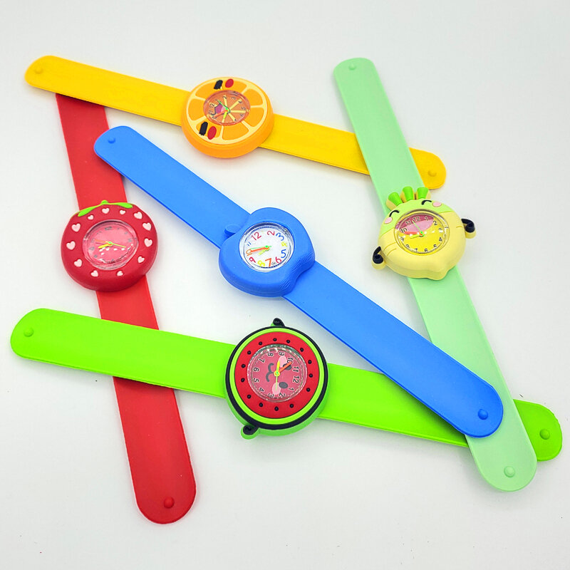 Melancia morango crianças relógio de bebê brinquedo dos desenhos animados limão/kiwi/abacaxi/laranja/pitaya crianças relógios menino menina estudo-tempo relógio