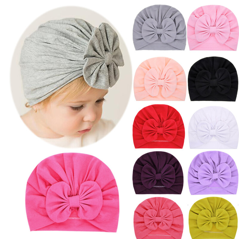 Chapeau doux pour bébés filles, Turban à nœud papillon, bonnet pour nouveau-né, accessoires pour bébés en bas âge, printemps-automne