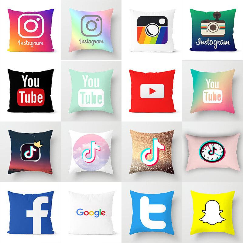 Nuova App marca Facebook Youtube fodera per cuscino decorazioni per la casa Snapchat Instagram cuscini da tiro matrimonio decorazione natalizia federa