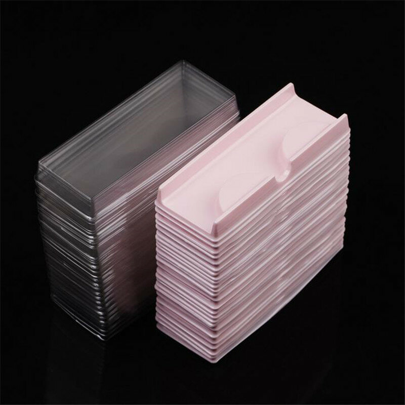 100pcs/set Plastic Pink Beige Transparent Eye Lashes Case Lot Eyelashes Case Storage Packing Box Make Up Case 40#41