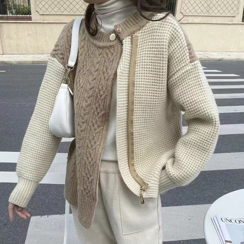Sweter Wanita Musim Semi Musim Gugur 2021 Baru Pullover Ritsleting Mantel Kardigan Modis Wanita Streetwear Kasual Pakaian Wanita Tren