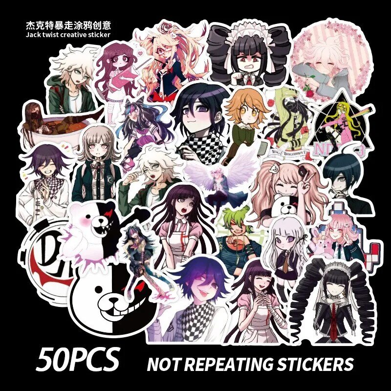 50Pcs Danganronpa Stickers Voor Kinderen Gitaar Blikjes Koelkast Laptop Auto Sticker Pack Set Anime Stickers Koffer