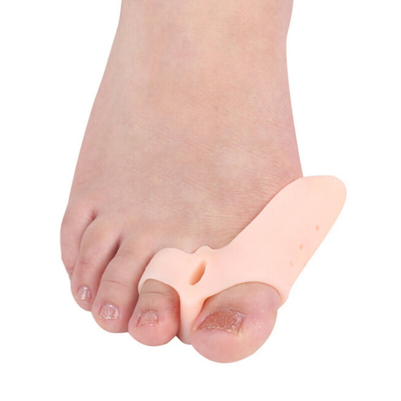 Силиконовый гелевый разделитель для пальцев ног, 2 шт., с двумя отверстиями, для вальгусной деформации большого пальца стопы
