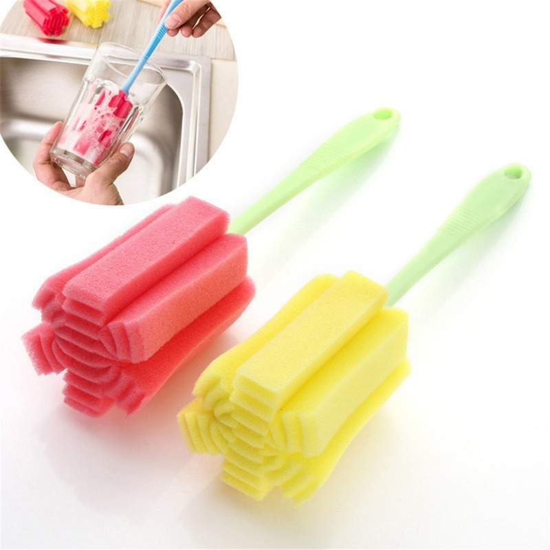 1PC pratico biberon detergente per capezzoli per neonati spugna biberon strumento per la pulizia della spazzola colore casuale