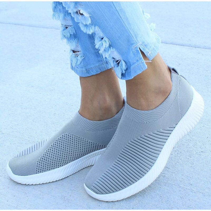 2021รองเท้าผ้าใบสตรีแฟชั่นถุงเท้ารองเท้าสบายๆรองเท้าผ้าใบสีขาวฤดูร้อนถักVulcanizedรองเท้าสุภาพส...