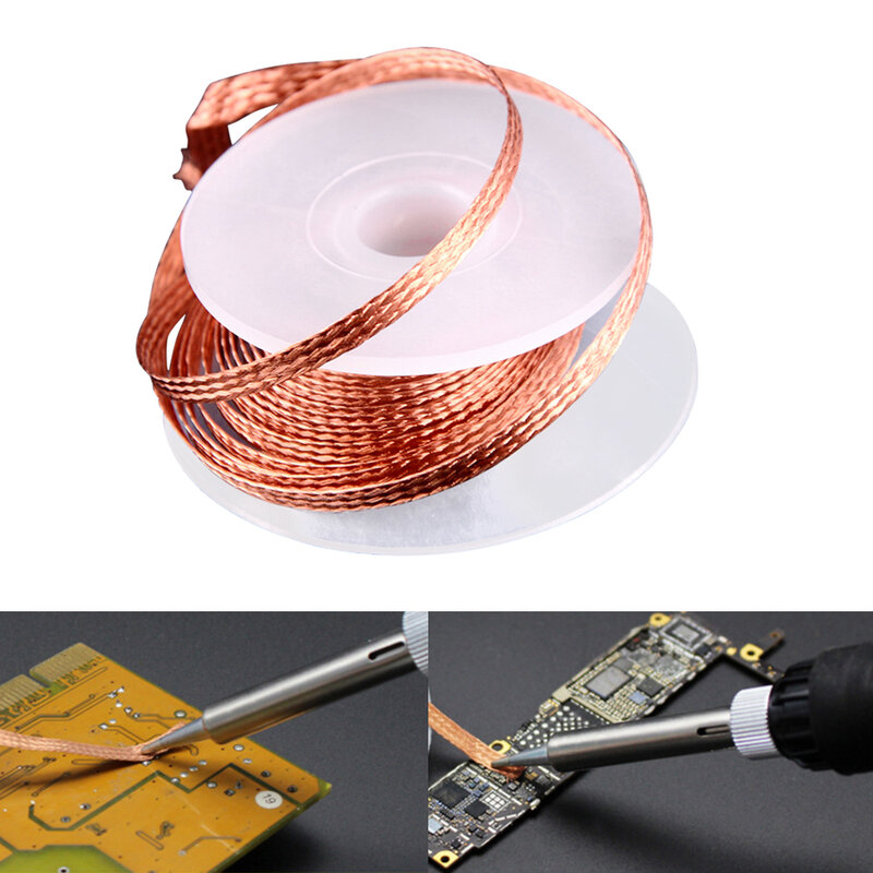 Copper Solder Tape Desoldering Braid Tin Soldering Solder Removal Braid Wick Flux Welding Wire BGA Repair Tool 1.5/2/2.5/3/3.5mm
