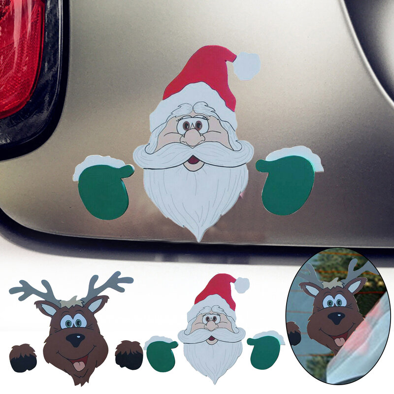 Dekorasi Natal Menawan Mengintip Di Rusa Santa Cocok untuk Pagar Parkir Stiker Mobil Hari Natal