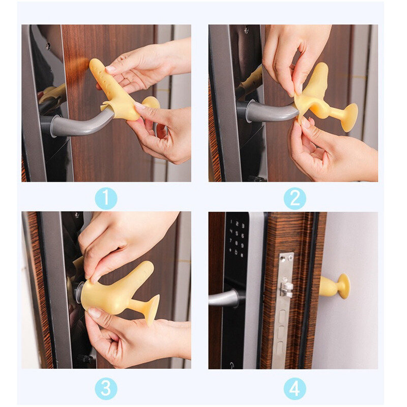 3 kolory antykolizyjna silikonowa klamka drzwi pokrywy uchwyt rękaw rękawice Protector dla gospodarstwa domowego sypialnia salon
