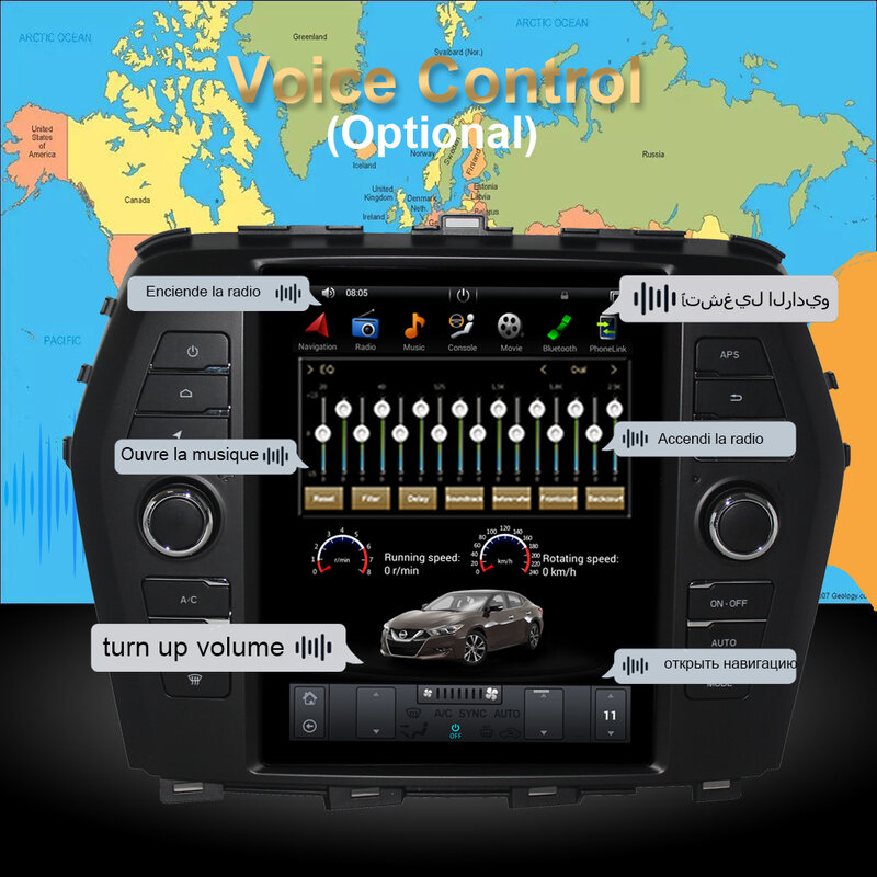 Radio con GPS para coche, reproductor Multimedia con Android 9,0, estilo Tesla, BT, WiFi, Mirror Link, para NISSAN MAXIMA 2016