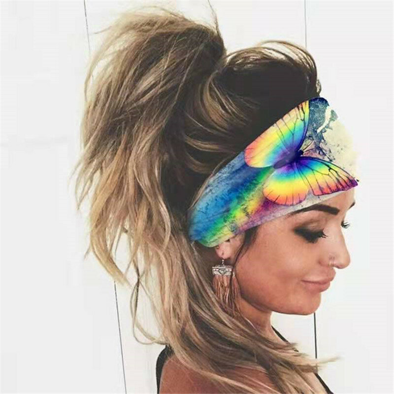 2021 Hot Sale Bohemia Headpiece Women Stretch Headwear Headbands Bandage Stretch Girl Wide Hair Bands Headwrap Scarf Hairbands