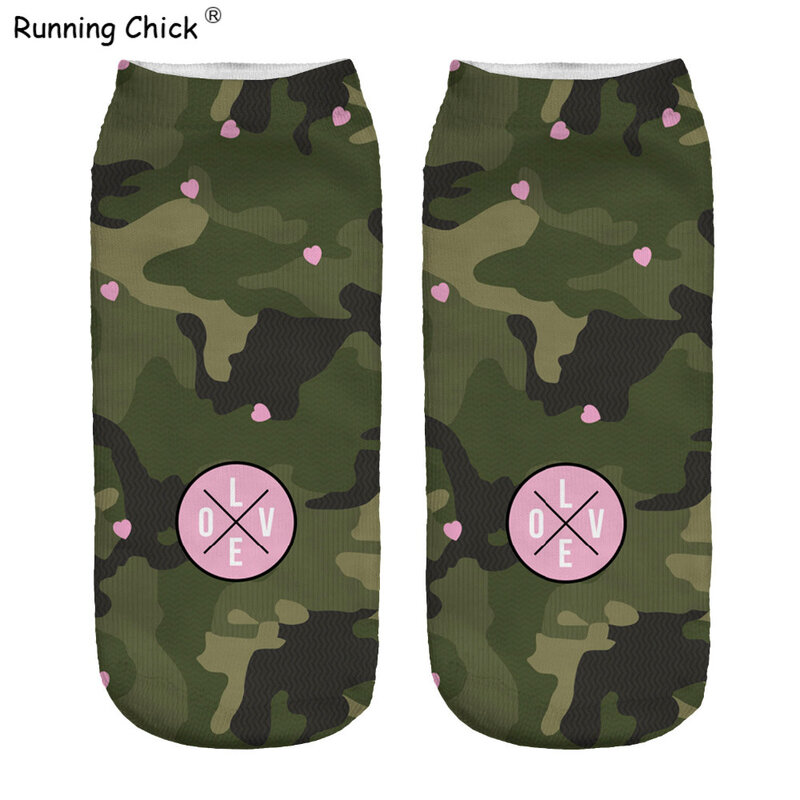 Модные носки из полиэстера армейского зеленого камуфляжного цвета для бега 19*8 см