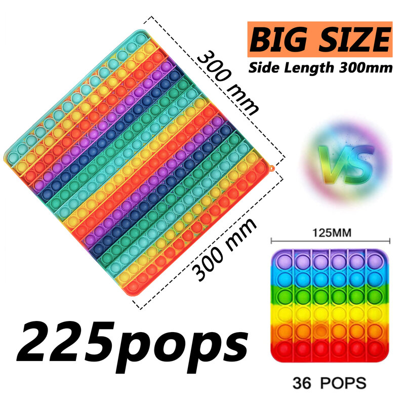 300mm Large Big Size Rainbow Jumbo Push Popping Fidget Sensory Toy Adults Autism Special Needs Stress Relief Popula