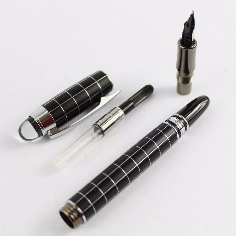 Школьная Ручка с круглым тонким наконечником Baoer черного и серебряного цветов, перьевая ручка 79 перо из иридия, сменный конвертер