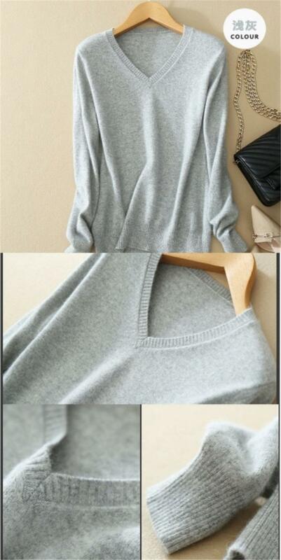 Camisola feminina venda quente de tecido de lã de alta qualidade mais novo v pescoço caminhadas suéteres para mulher swv03