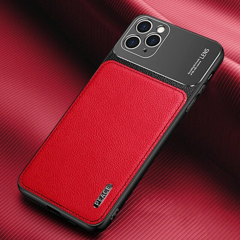 Leather Case Voor Iphone 11 12 Pro Max X Xr Xs Max Case Pu Lederen Anti Vallen Voor Iphone 7 8 Plus Frosted Metal Cover