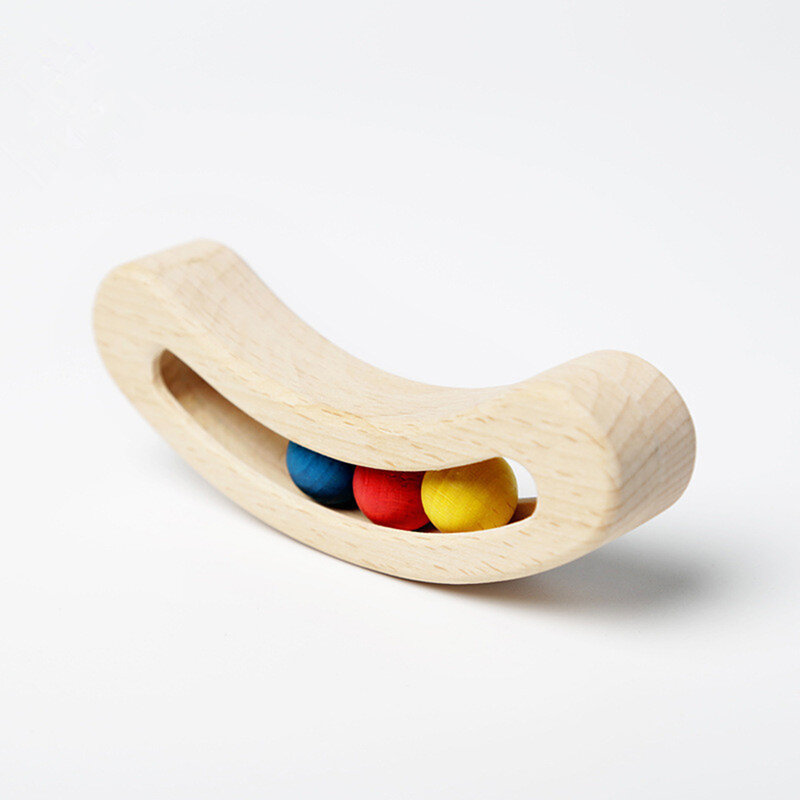 Anneau de dentition en bois pour bébé, hochet en bois, perles rondes en Silicone, jouet pour enfants