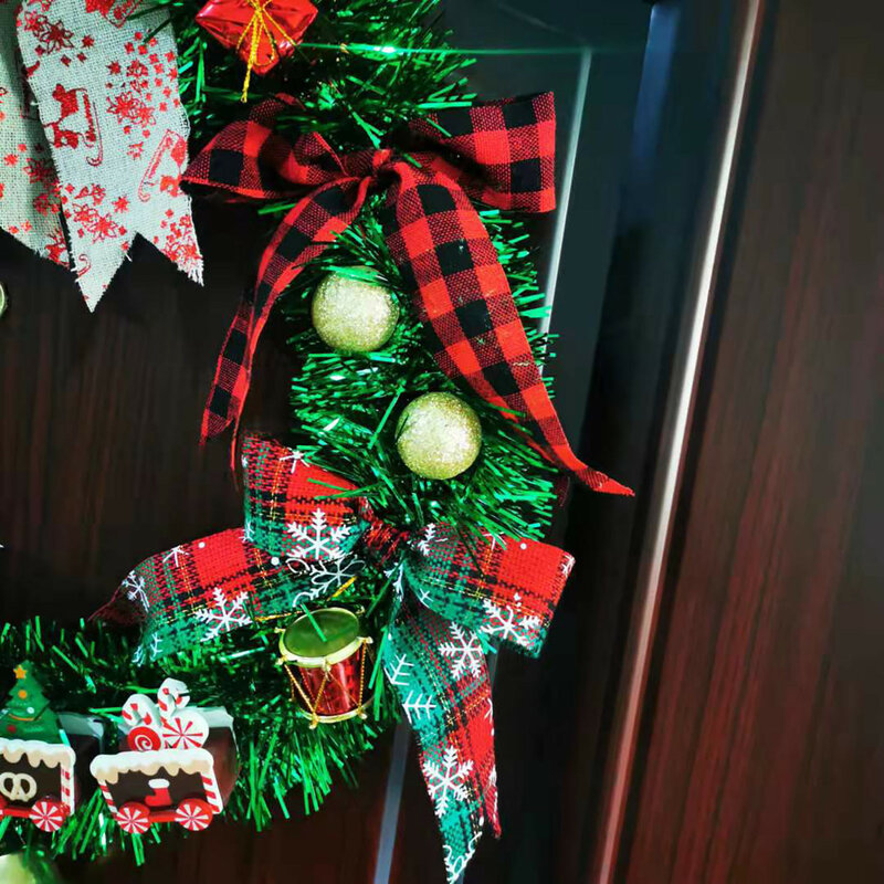 Natal fitas bowknot grinaldas feliz natal pendurado portas janelas pingentes graciosa ornamentos festival vestir-se guirlanda ^ 35