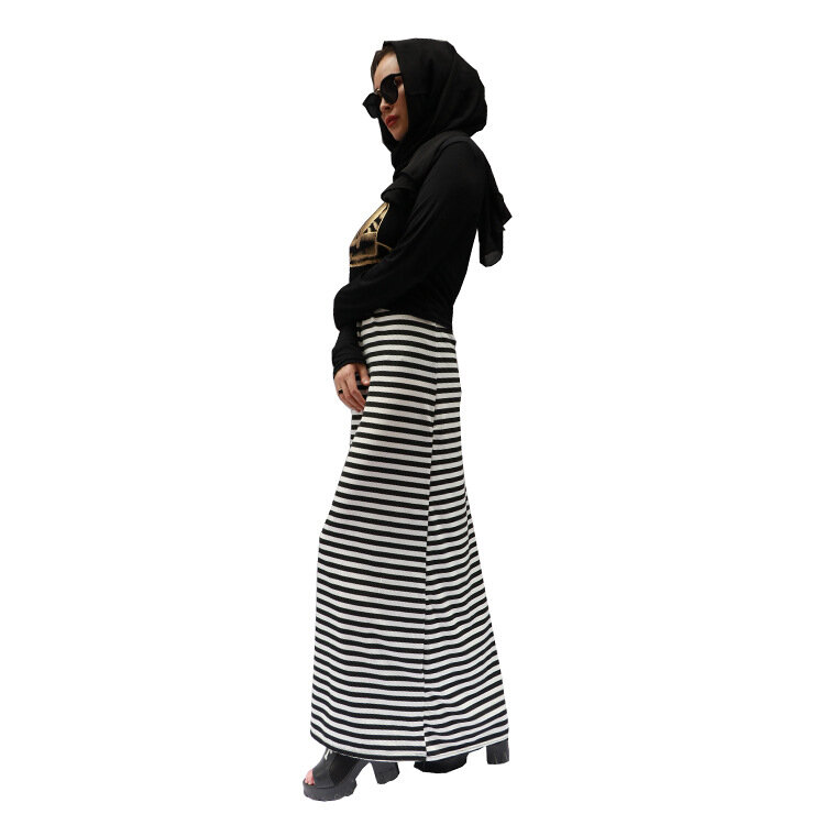 Elijoin médio oriente vestido respirável moda hui feminino de duas peças em torno do pescoço vestido feminino