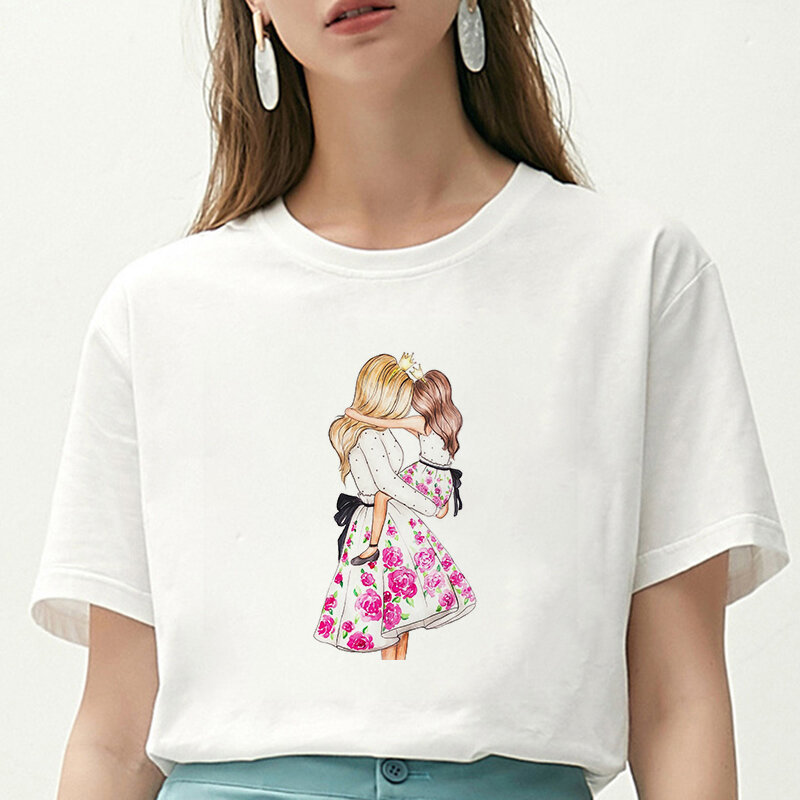Lus Los koszulka damska Super Mama i dzieci kochają życie modny nadruk T koszula Harajuku Kawaii Streetwear białe topy koszulkę