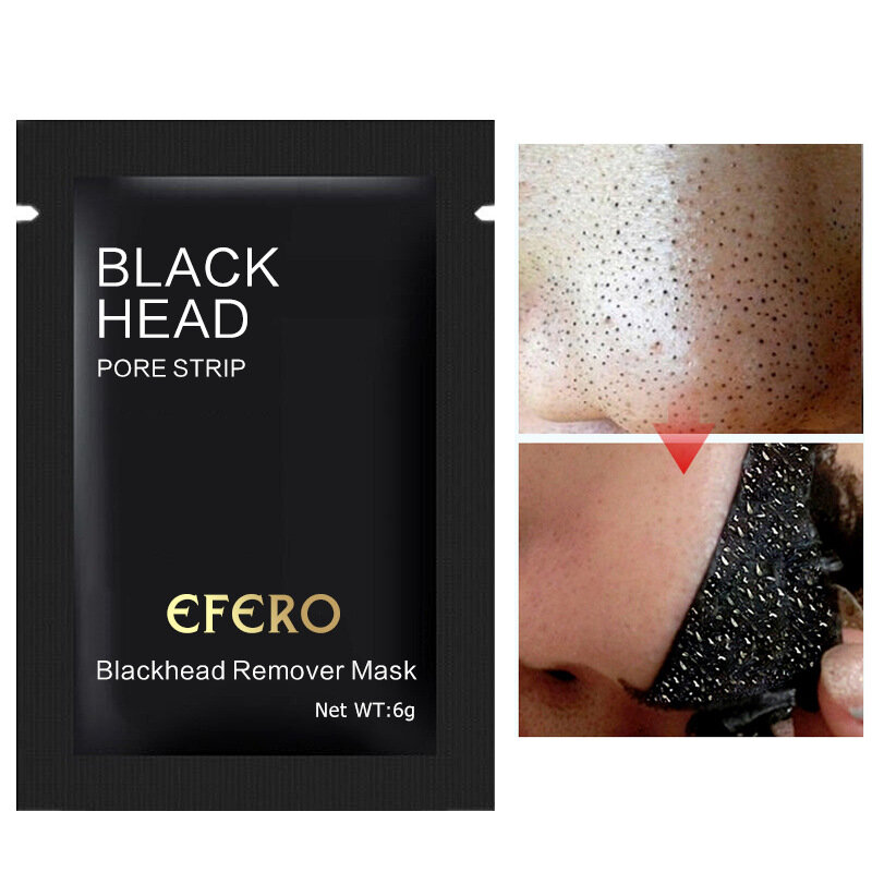 Efero 1/2/5 pces nariz máscara facial removedor de cravo rosto pacote descascar fora preto cabeça acne tratamentos carvão máscara limpa profunda tslm2