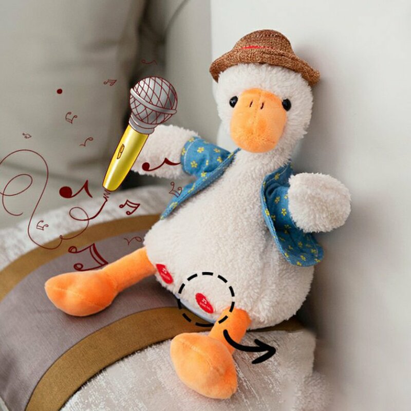 Repita la escultura pato aprender a hablar y cantar de juguete de felpa linda decoración 