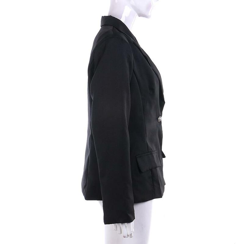 Женский блейзер на одной пуговице, Повседневная модная женская куртка, облегающий офисный костюм, Офисная женская черная одежда, 2019