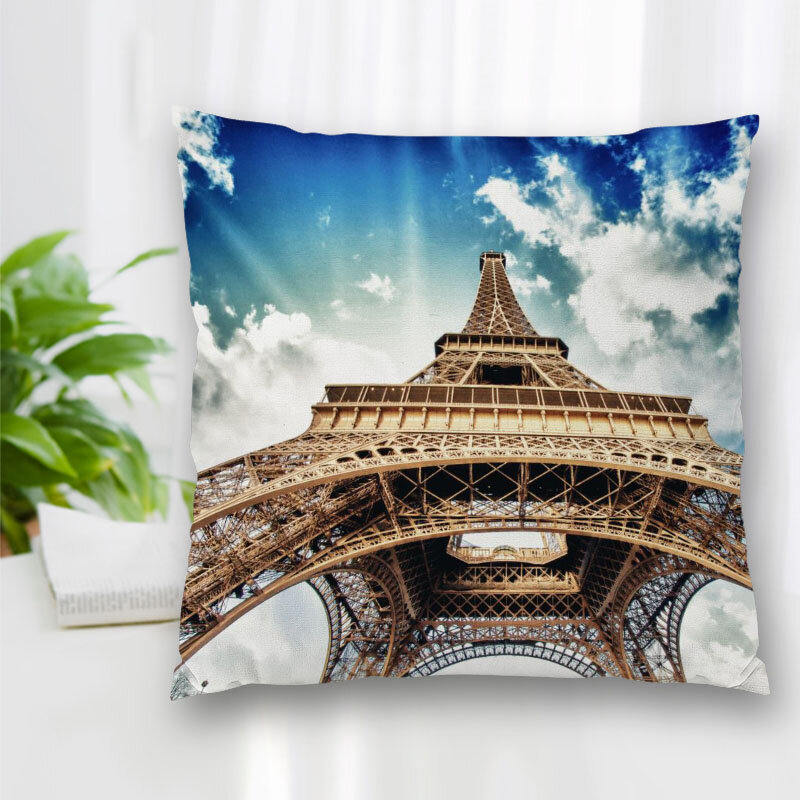 Bantal Penutup Pola Menara Eiffel Bantal Sarung Bantal untuk Sofa/Rumah/Dekorasi Mobil Ritsleting Sarung Bantal Kustom