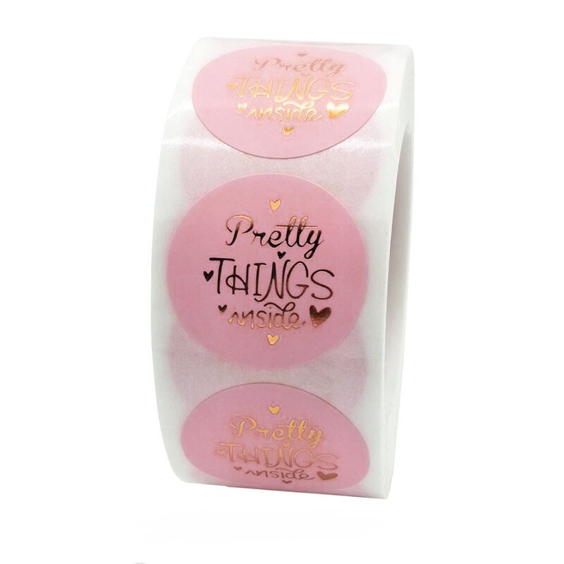Pink Pretty Things Inside Stickers 500pcs Round Paper Gold grazie adesivi per imballaggi aziendali etichette con sigillo adesivi carini