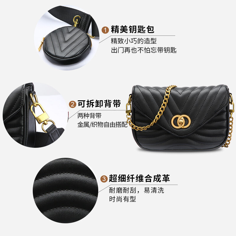 BOPAI – sacs à bandoulière de luxe pour femmes, sac à rabat, sacs à main de styliste avec chaîne épaisse, noir, nouvelle collection 2021