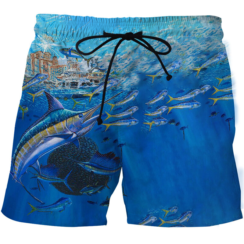 2021 męskie spodnie plażowe spodenki wędkarskie High Clear tropikalna ryba 3D-Printed Marine Fish Ceries męskie spodenki plażowe rekreacyjne