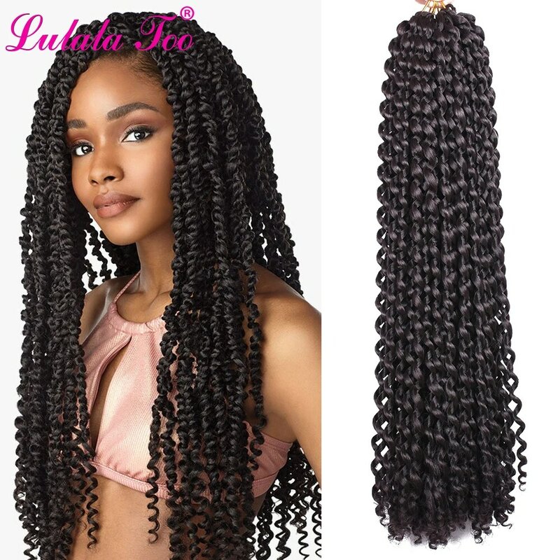 18inch Passion Twist Crochet Braiding Hair Water Wave Synthetic Ombre Kinky Twist Crochet Braid Hair Extension 22strands/pack