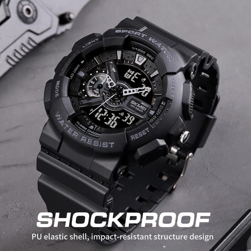 SKMEI 청소년 패션 디지털 시계 남자 Shockproof 방수 듀얼 손목 시계 LED 크로노 알람 시계 망 시계 쿨 시간 1688