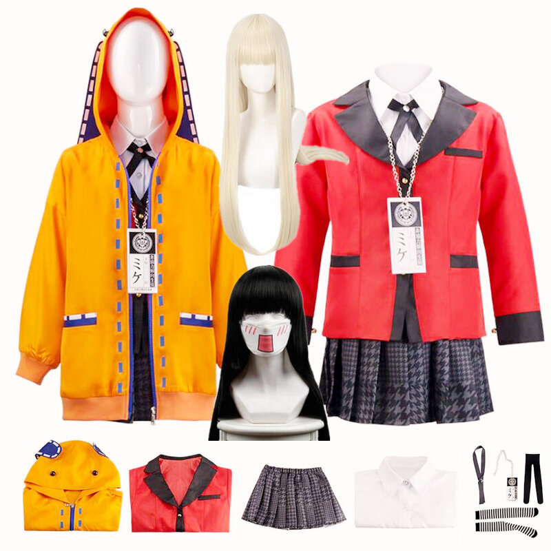 Adulto crianças anime kakegurui saotome meari jabami yumeko jogador compulsivo yomoduki runa cosplay traje roupas de halloween