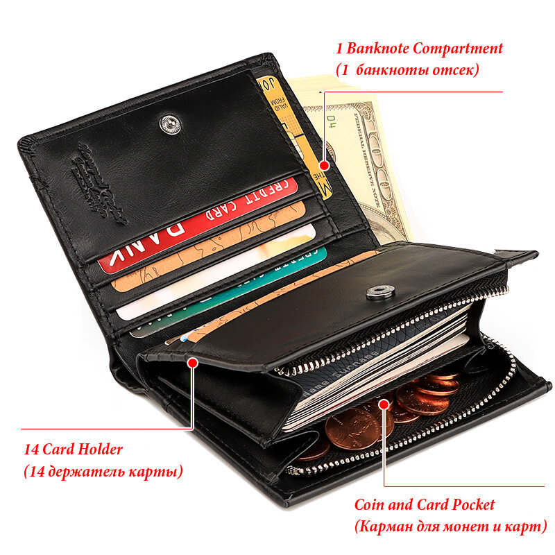 KAVIS marka Classic Style portfel męski skórzany portfel męski Rfid małe etui na karty worki na pieniądze moda wysokiej jakości