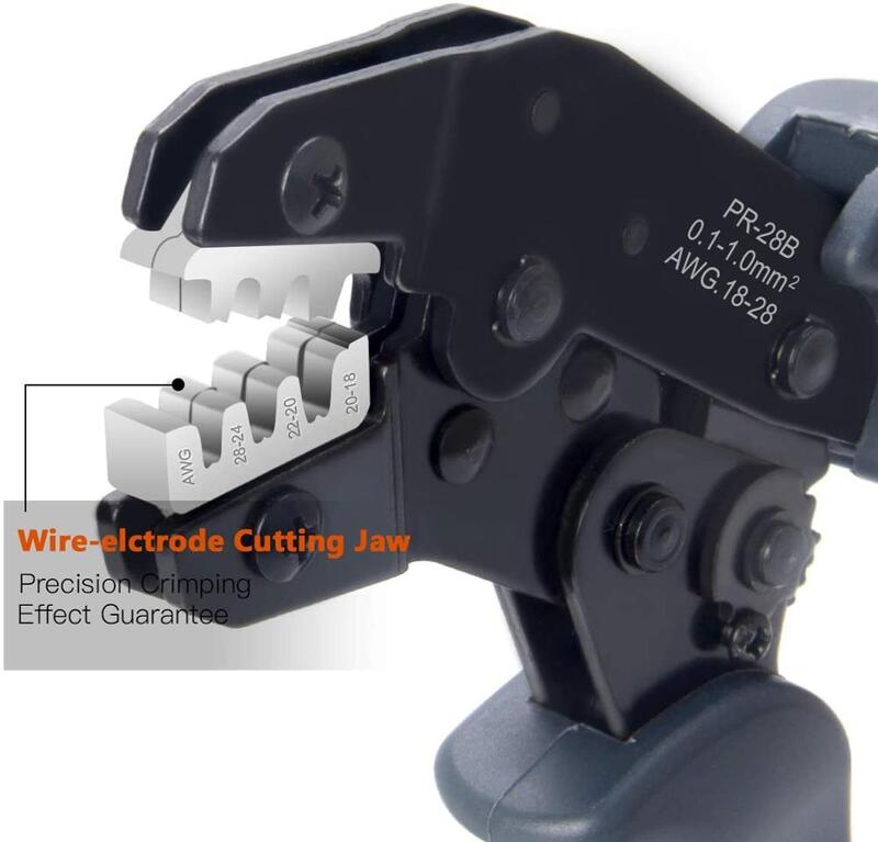 Ferramenta de crimpagem, ferramenta auto-ajustável de gravação de pinos dupont, para awg 28-18 (0.1-1550mm-mm) com peças