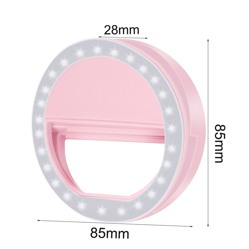 Portable LED Selfie Ring FlashLight Fit Dim Environment Self-timer Light Tool Luminous Ring Clip for Any Cell Phones Tablets