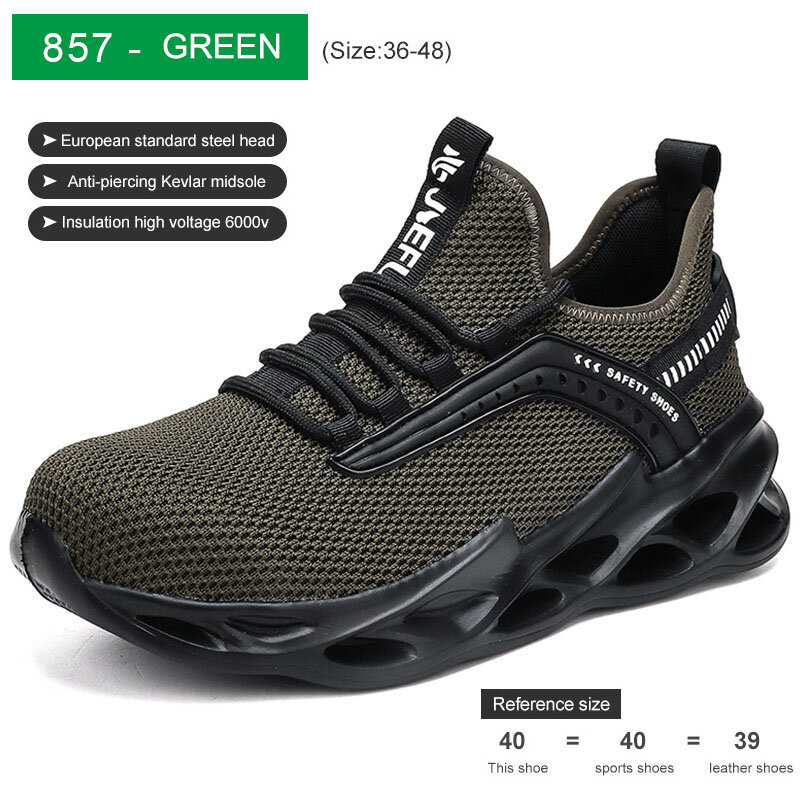 2021 Men Work Shoes Indestructible Casual Safety Boots Steel Toe Cap Puncture-Proof Work Sneakers Male Shoes Adult Work Shoes