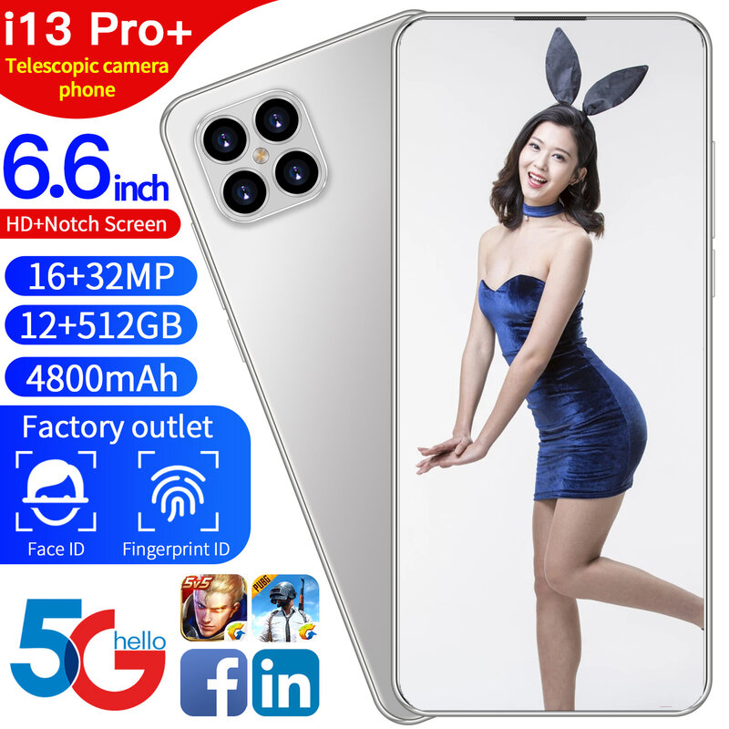 Global Version Hot Sale I12 Pro Max 5G Smartphone 12GB 512GB 6.7 Inch Snapdragon 888 Mobile Phone Face ID Game CPU  Aple Store