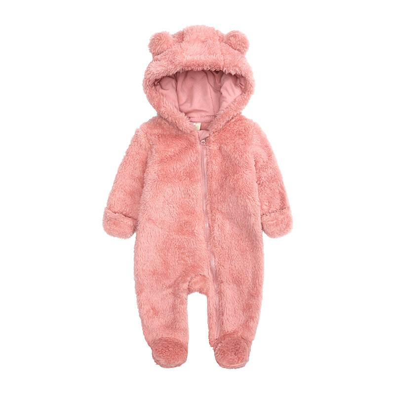 2021 Newborn Baby Rompers Costume Winter Baby Boys Fleece Warm Jumpsuit Clothes Baby Girls Clothing Fashion Feet Overall Rompers