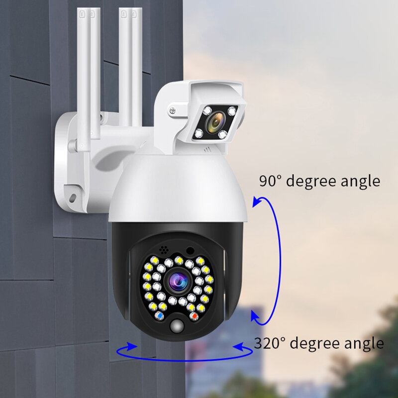 Cámara de vigilancia inalámbrica con WIFI para el hogar, dispositivo de seguridad impermeable con doble lente HD, 1080P, 29 luces, para exteriores, nube, bola de billar