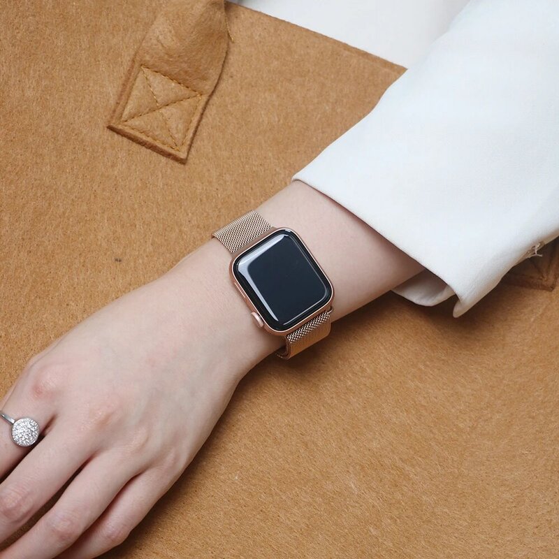 Strap Voor Apple Horloge Band 45Mm 41Mm Iwatch 44Mm 40Mm Rvs Metalen Armband Magnetische Lus band Apple Horloge 3 4 5 Se 6 7