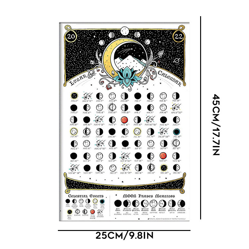 Calendario de fase lunar 2022, póster pintado creativo de planeta espacial que cambia de pared, regalo para astronómico, calendario de fase lunar SP99
