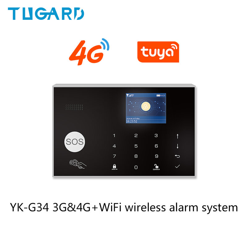 Tugard g30 + g34 sistema de alarme segurança tuya wifi 3g 4g sem fio em casa assaltante 433mhz pir porta sensor sirene apoio android ios