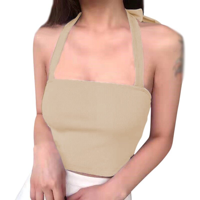 Efinny blusa feminina de cor sólida, top sexy de halter branco e de cor sólida, 2021, verão, para mulheres