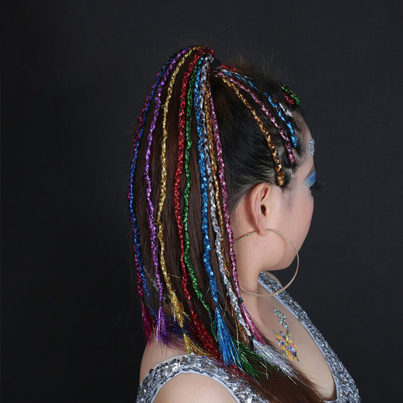2021 neue 16 Farben Haar Lametta Haar Blenden Glitter Extensions Funkelnde Glänzende Haar Flairs Extensions Silk Fairy Haar Dekoration