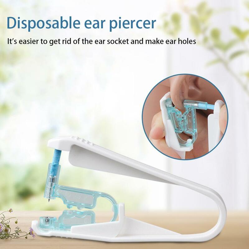 재사용 가능한 귀 피어싱 안전한 귀 피어싱 도구 10 개, 귀걸이 스터드 포함, 염증없이 건강한 멸균 구멍 도구