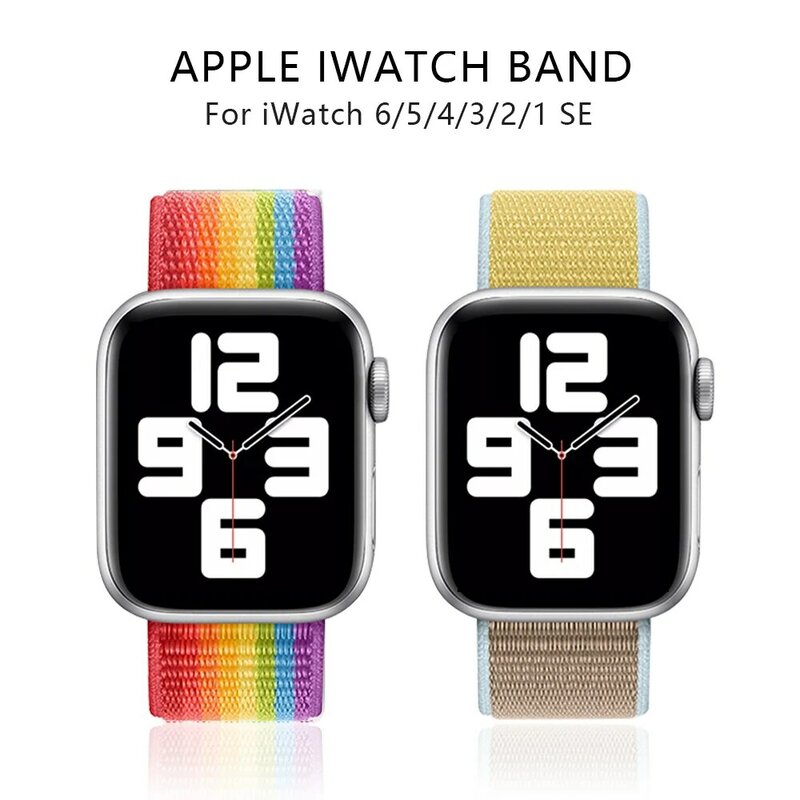 Nylonowy pasek na pasek do Apple watch 38mm 40mm 44mm 42mm sport-loop inteligentny zegarek pasek bransoletka dla serii iwatch se 7654321
