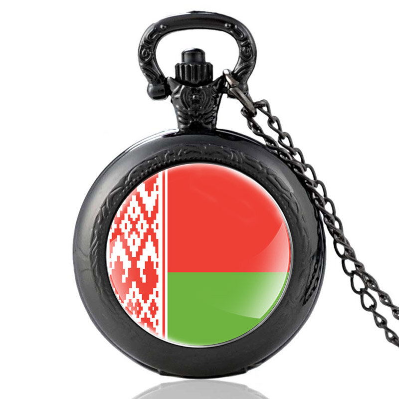 Reloj de bolsillo clásico para hombre y mujer, pulsera de cuarzo con bandera de Bielorrusia, con colgante de bronce, regalo de joyería