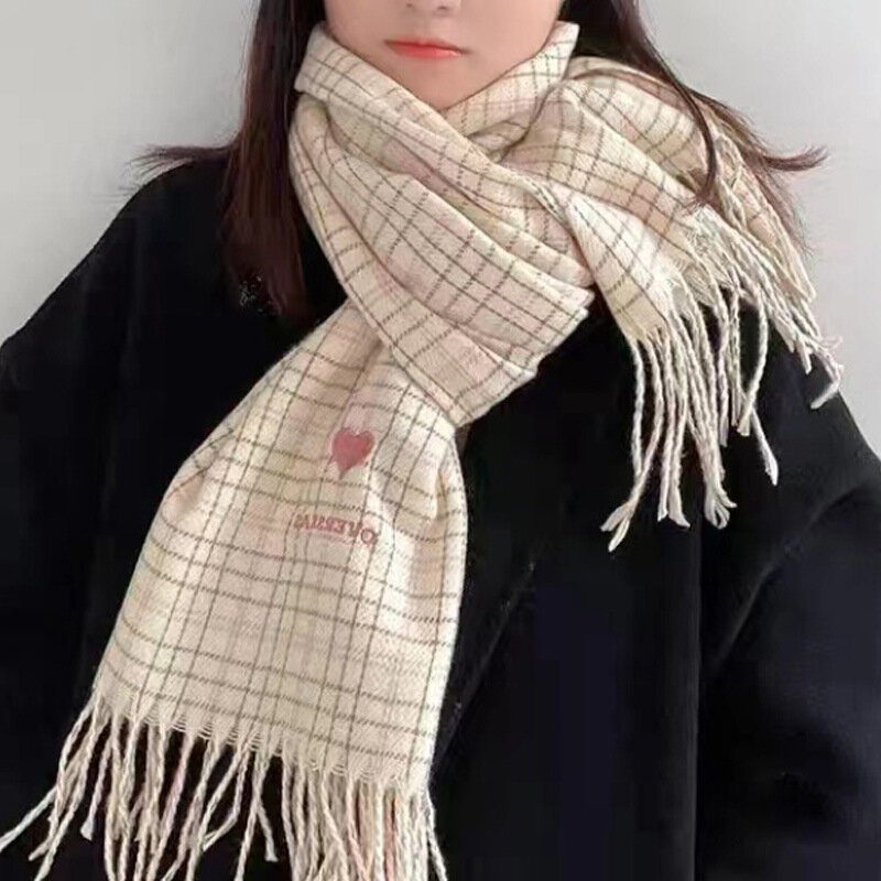 Koreańska krata kobiety zima 2021 nowych moda miłość imitacja kaszmiru szal hurtownia gruby ciepły odkryty ładna dziewczyna długi szalik Trend